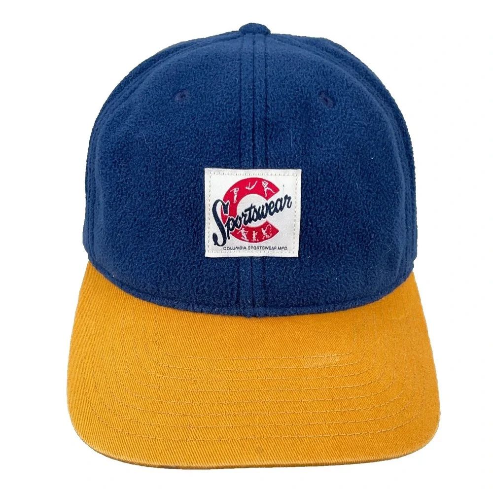 Columbia Hat Cap Strap Back Blue Fleece Bugaboo Sportswear Hiking Winter Hunting